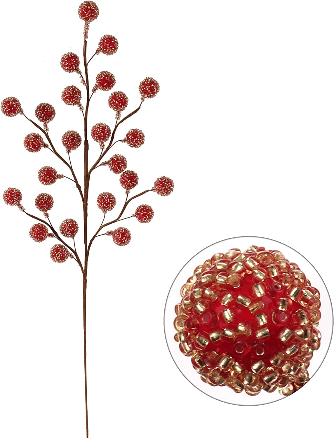 24 Red Beaded Berry Sprays - 17&#x22; - Craft Supplies for Events &#x26; D&#xE9;cor