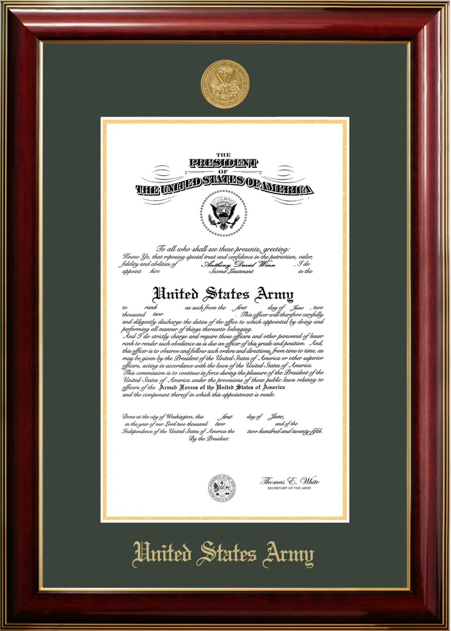 Patriot Frames Army 11x14 Certificate Classic Mahogany Frame with Gold Medallion