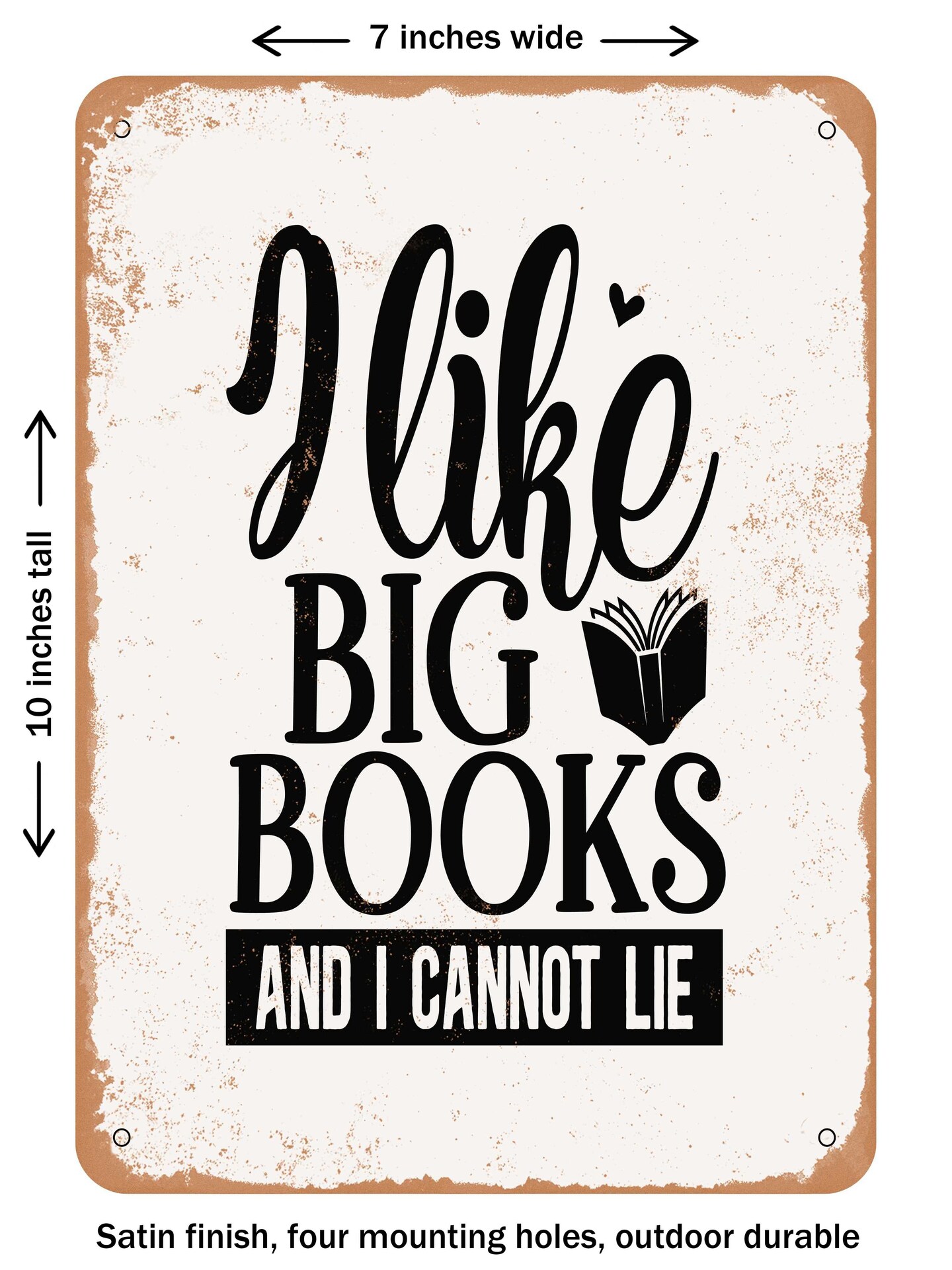 DECORATIVE METAL SIGN - I Like Big Books and I Cannot Lie  - Vintage Rusty Look