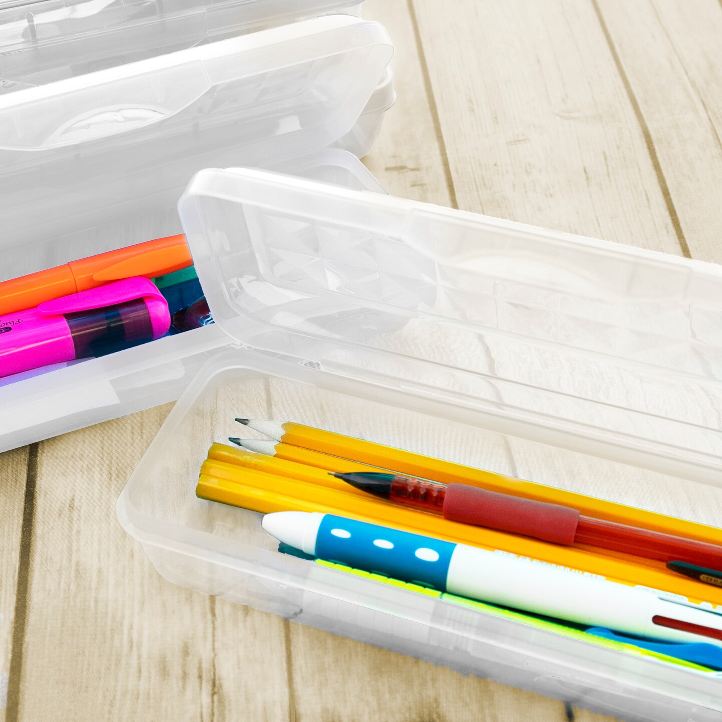 BAZIC 8&#x22; LUCENT Clear Pencil Case Organizer Box