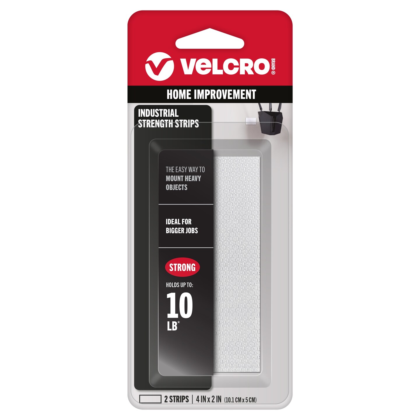 VELCRO(R) Brand Industrial Strength Tape 4&#x22;X2&#x22; 2/Pkg-White
