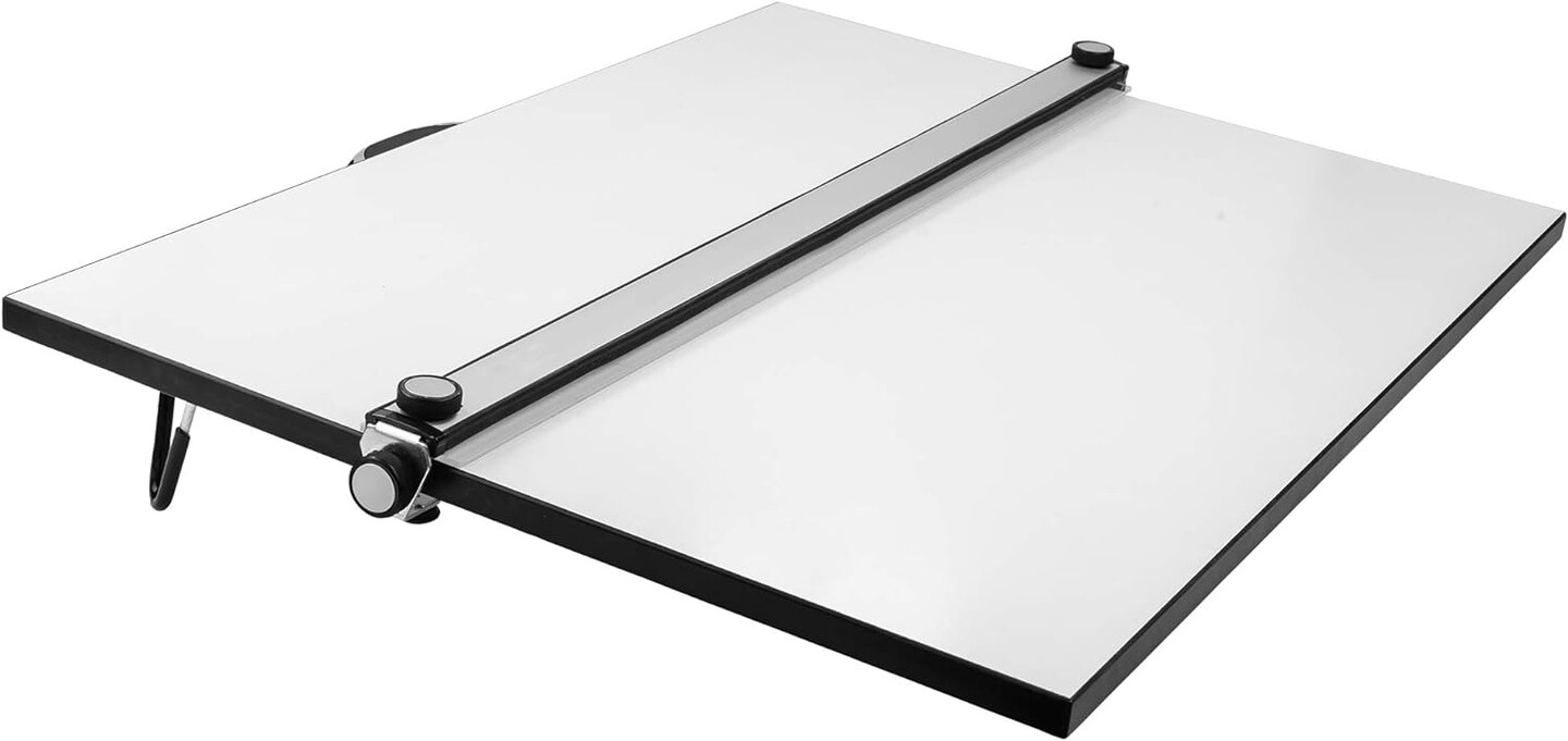 Table Top Drawing Board with Parallel Bar, White, 24 inches by 36 inches