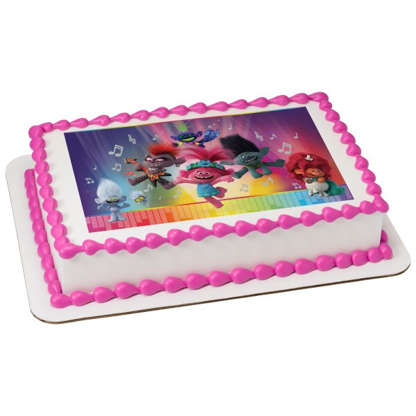 DreamWorks Trolls World Tour Great Vibes! Edible Cake Topper Image 1/4 sheet