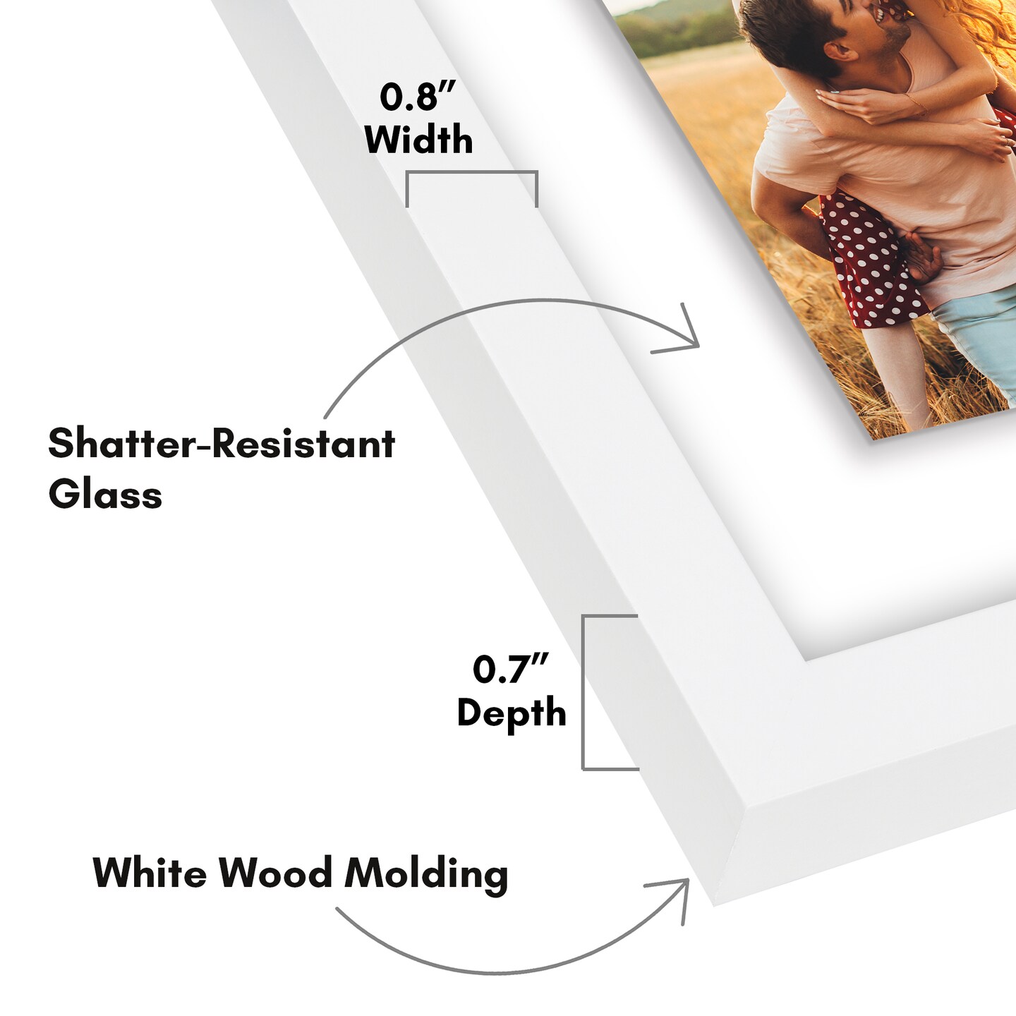 Americanflat Floating Collage Frame - Displays Three Photos with Floating Effect - Shatter Resistant Glass - Hanging Hardware for Horizontal or Verticle Display