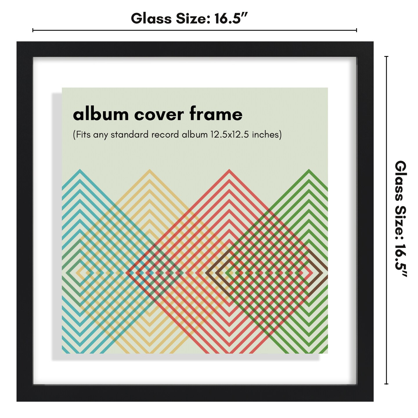 Americanflat 16.5x16.5 Floating Album Cover Frame - Easy-to-Open Buttons for Loading Album Covers - Vinyl Record Frame - Shatter Resistant Glass - Hanging Hardware - Black