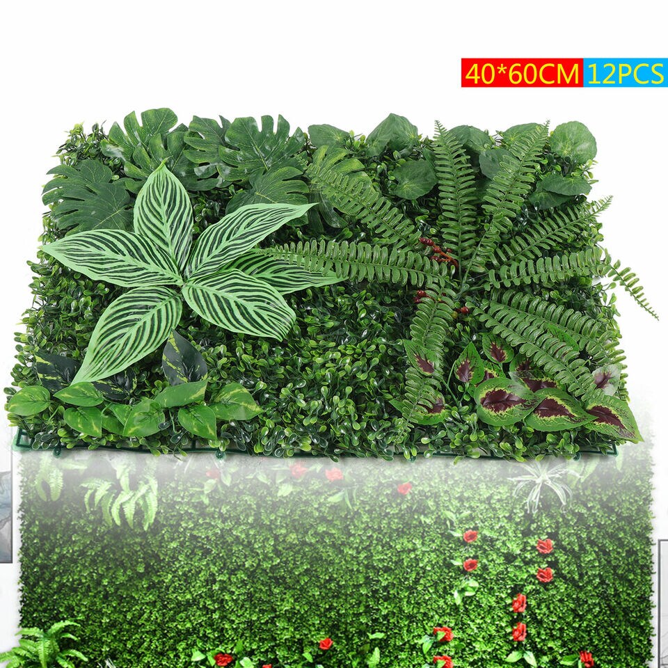 Plant Artificial Mat Greenery Wall Hedge Grass Fence Foliage Panel Decor