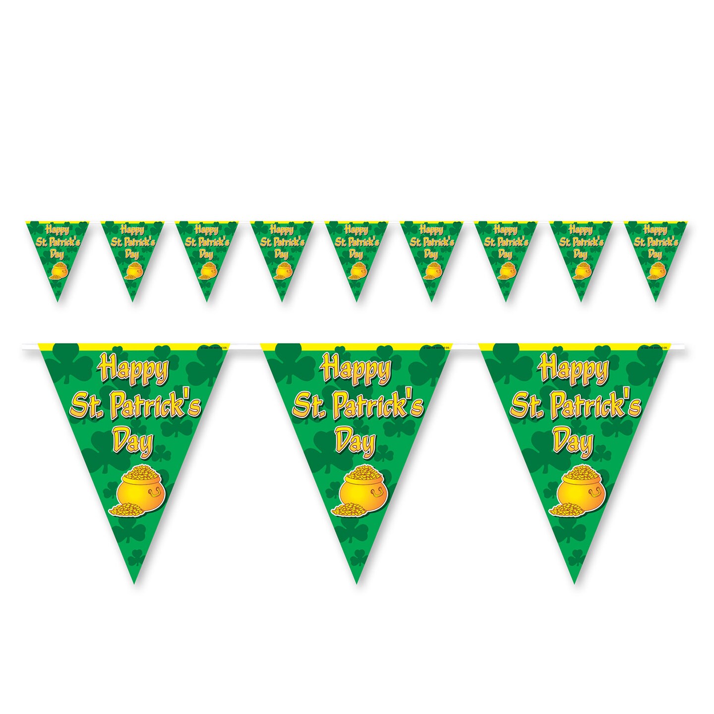 St. Patricks Theme - Happy St Patrick&#x27;s Day Pennant Banner - Pack of 12