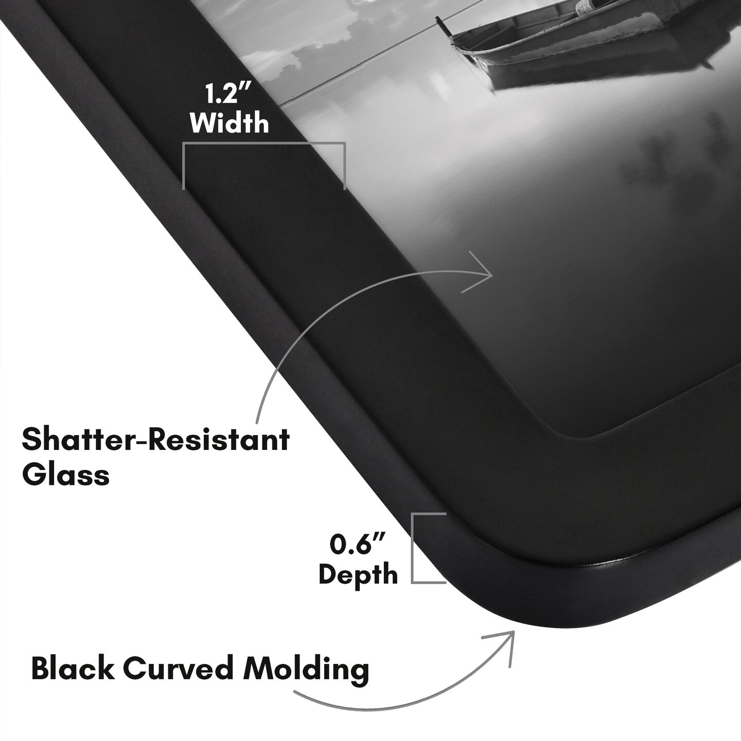 Americanflat Curved Corner Photo Frame - Picture Frame with Round Corners - Shatter Resistant Glass - Triangle Hanging Hardware - Easel for Tabletop Display - Black