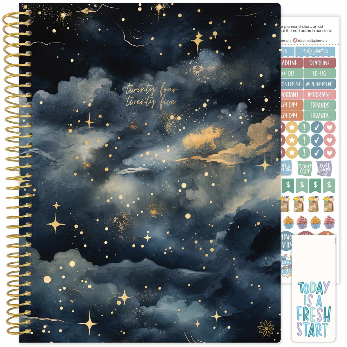 bloom daily planners 2024-25 Soft Cover Planner, 8.5&#x22; x 11&#x22;, Midnight Sky