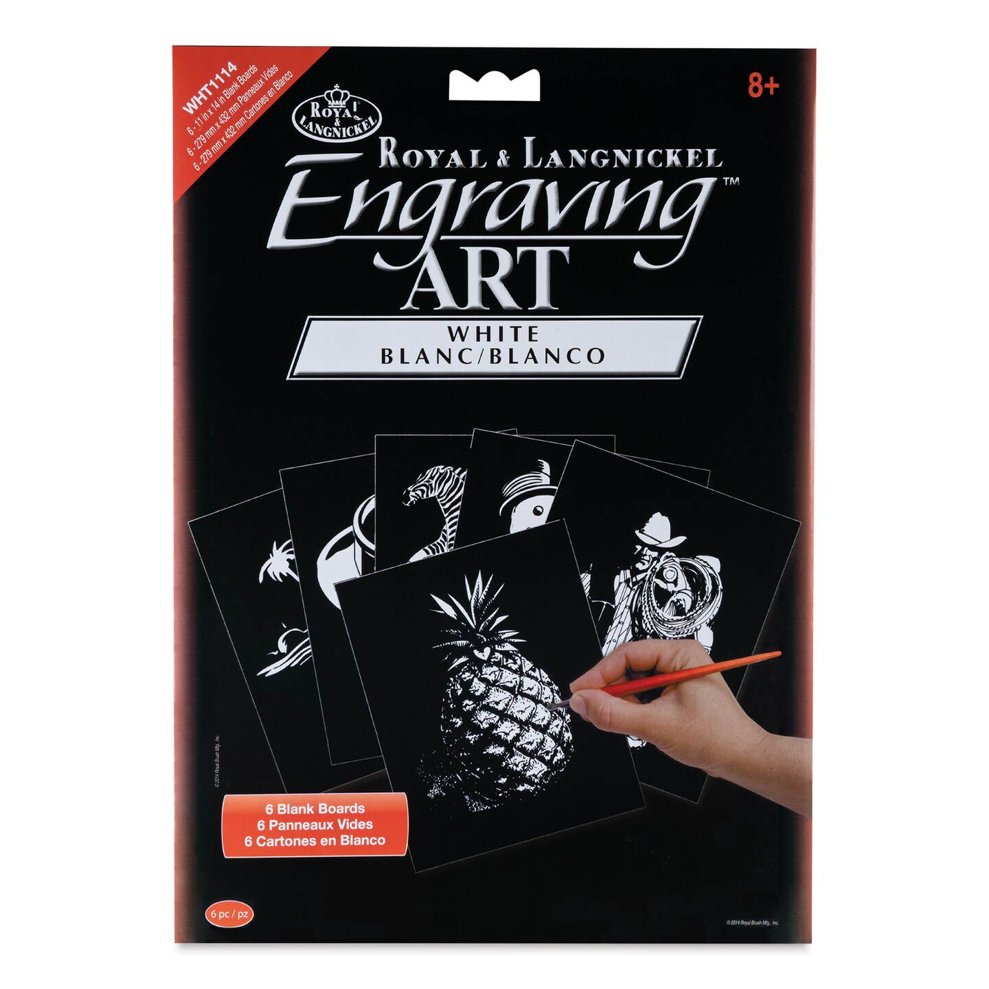 Royal &#x26; Langnickel Engraving Art Blank Board - White Foil, 11&#x22; x 14&#x22;, Pkg of 6