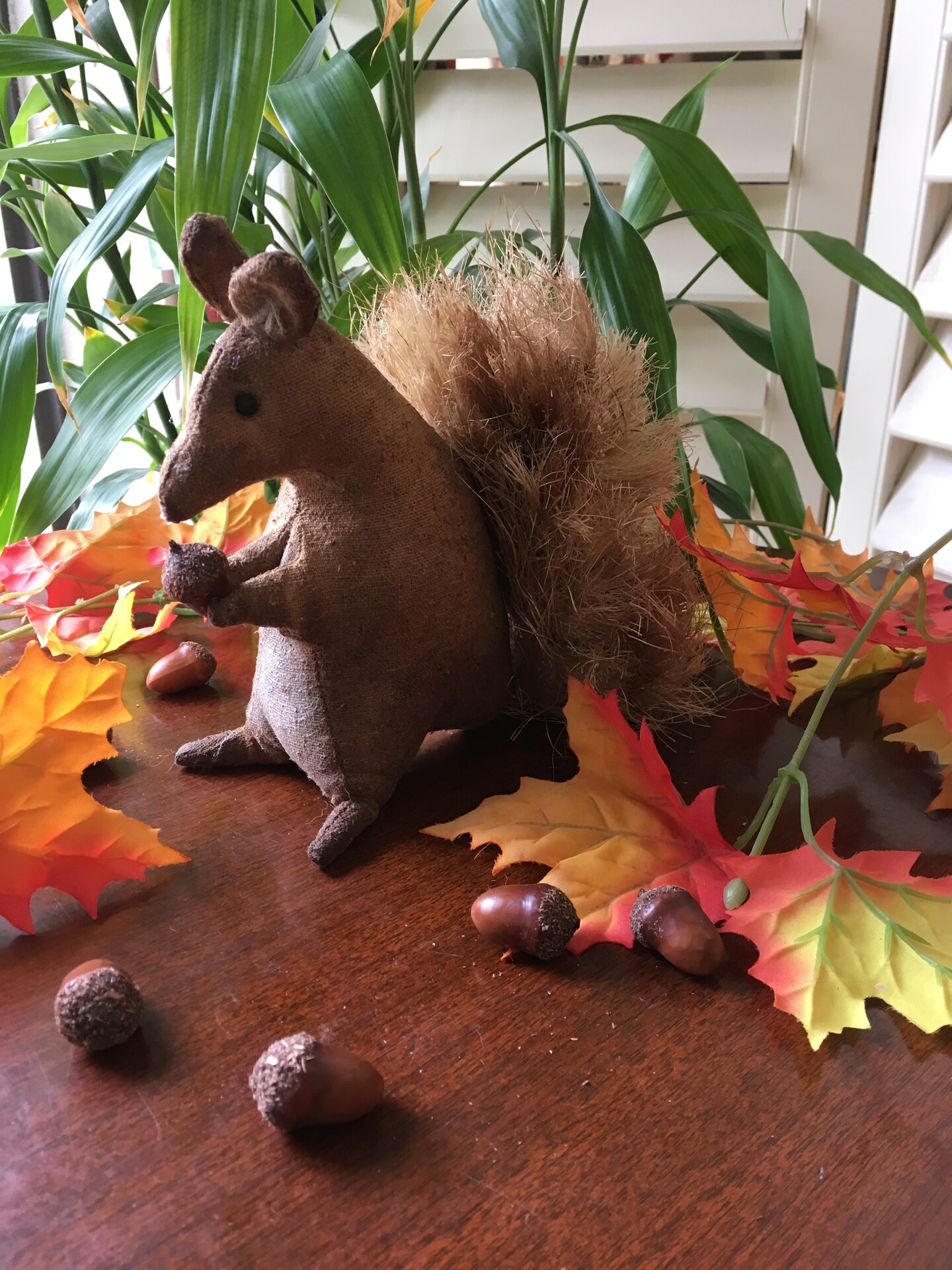Handmade Primitive Autumn Squirrel - Harvest time - Thanksgiving - Farmhouse- Rustic Decor - Country Squirrel - Fall Accent - Black Squirrel - image10
