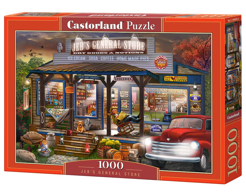1000 Piece Jigsaw Puzzle, Jeb&#x27;s General Store, Porch scene puzzle, painting puzzles, Adult Puzzle, Castorland C-104505-2