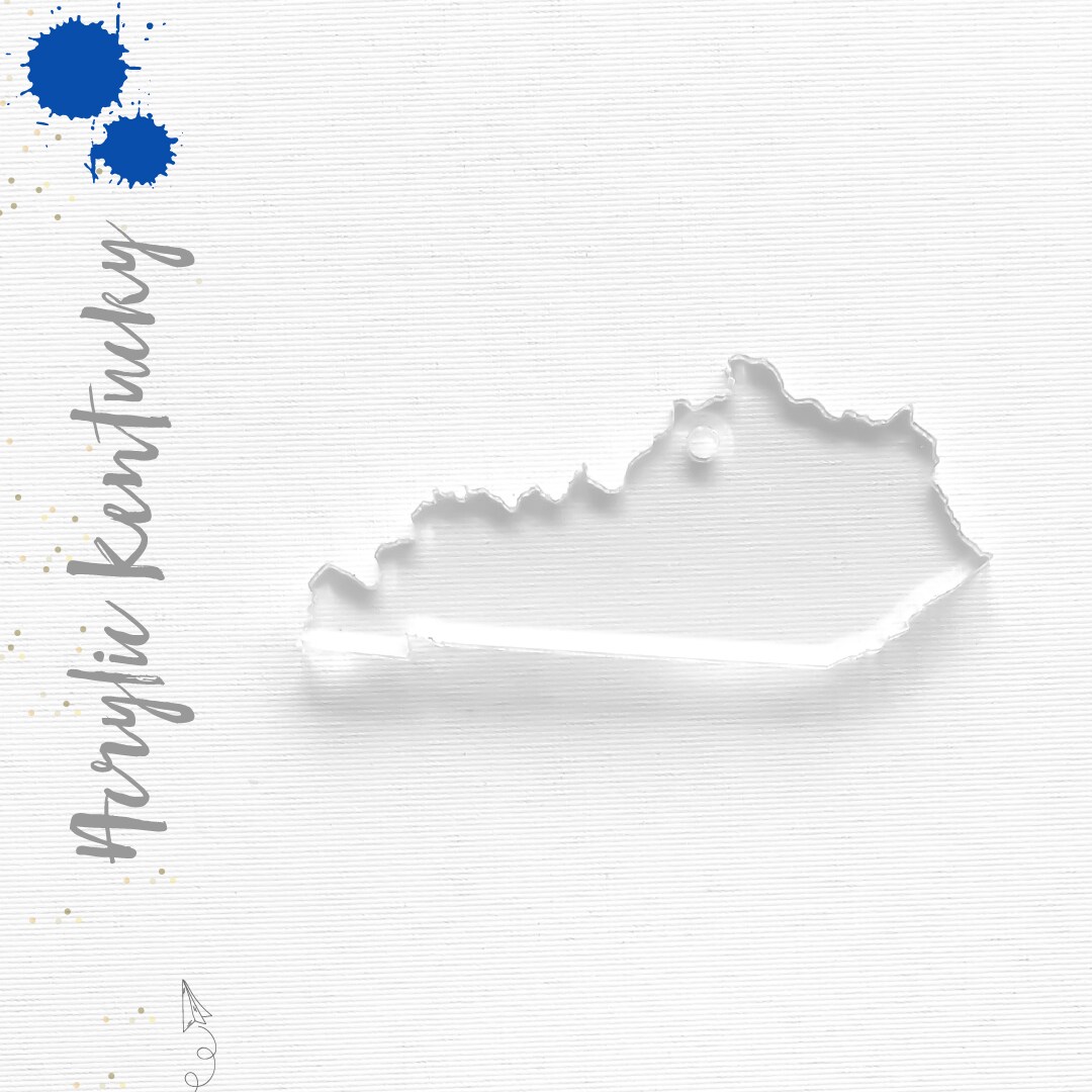 25 Acrylic Keychains Blanks STATE KENTUCKY 3" or 2.5" Dim. 1,8" Thick laser cut With Polished