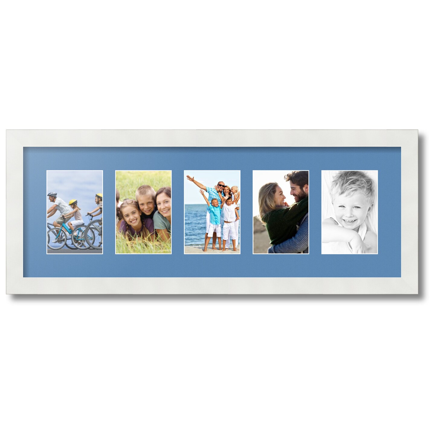 ArtToFrames Collage Photo Picture Frame with 5 - 4x6 inch Openings, Framed in White with Over 62 Mat Color Options and Plexi Glass (CSM-3966-153)