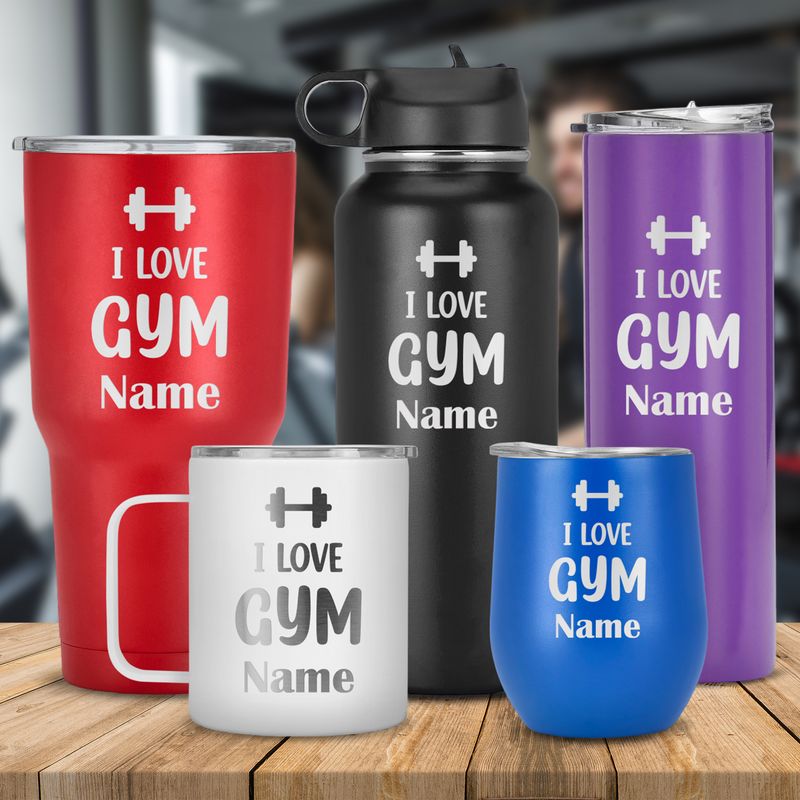 Personalized Name With Message I Love Gym Tumbler Cup, Laser Engraved ...