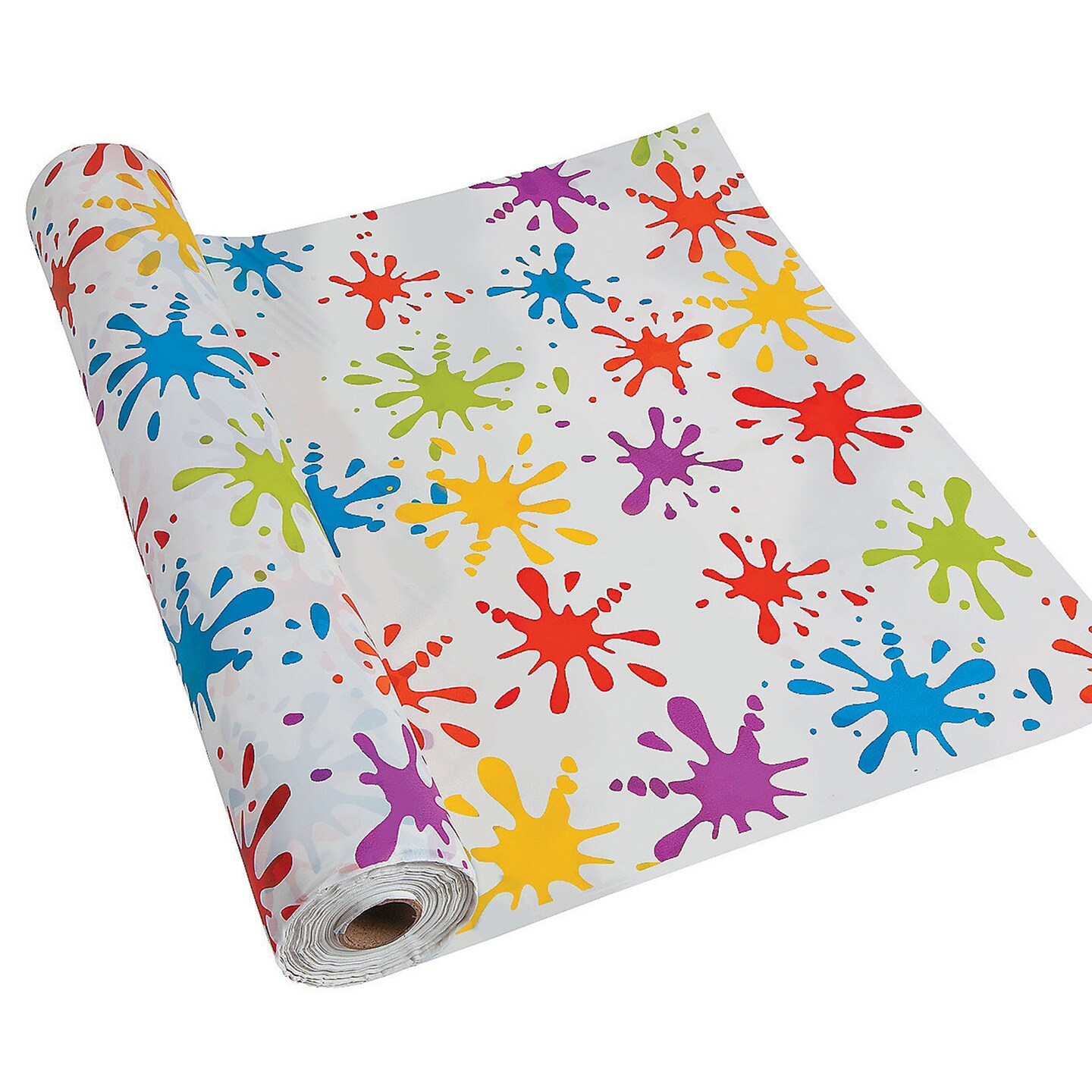 Paint Splatters Disposable Plastic Tablecloth Roll 40&#x22; x 100 ft.