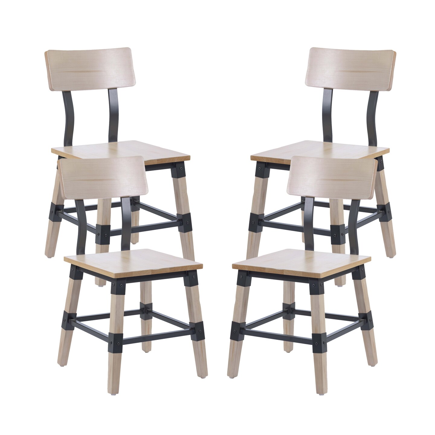 Merrick Lane Breton Dining Chairs with Steel Supports and Footrest - Set Of 4