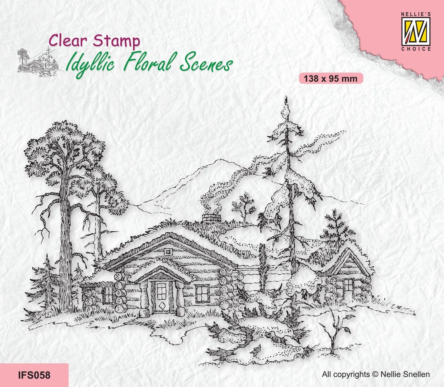 Nellie&#x27;s Choice  Clear Stamp Idyllic Floral Scene - Wintery Scene With House And Trees