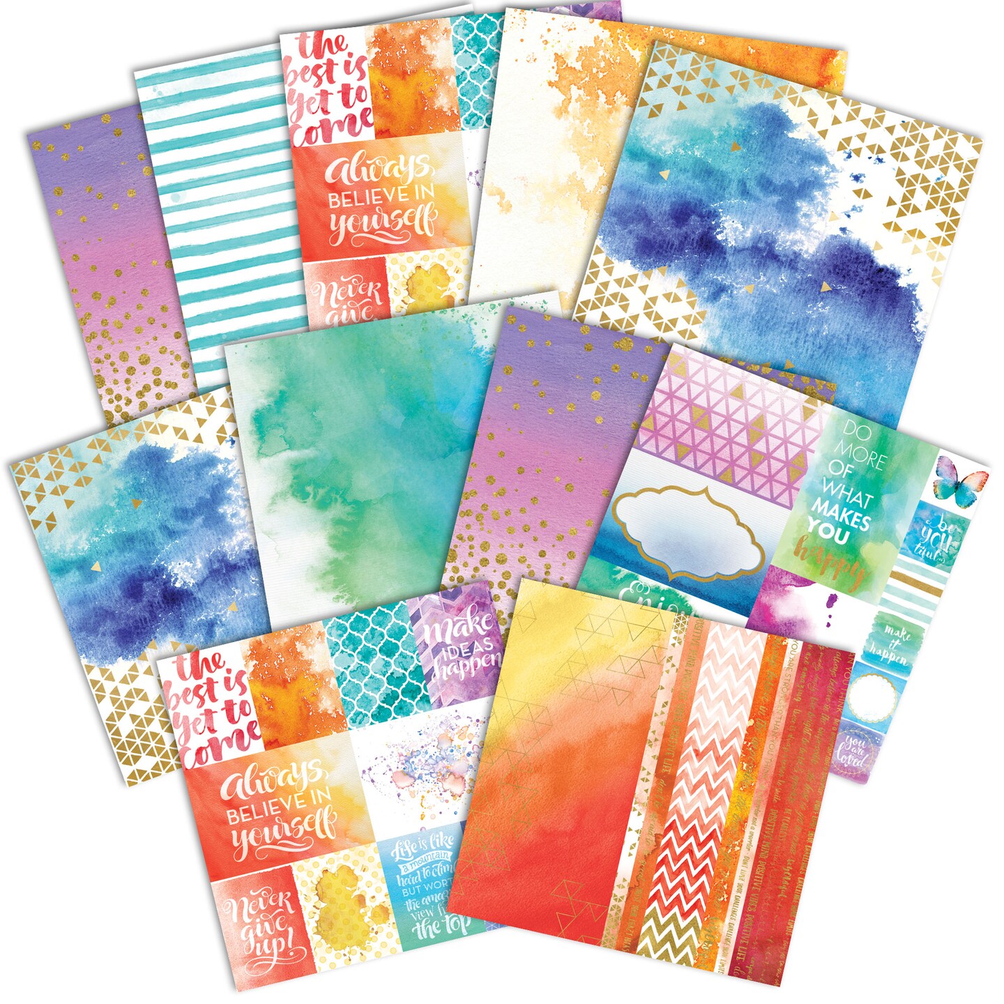 COLOR WASHED PATTERN 12 X12 SCRAPBOOK PAPER SET