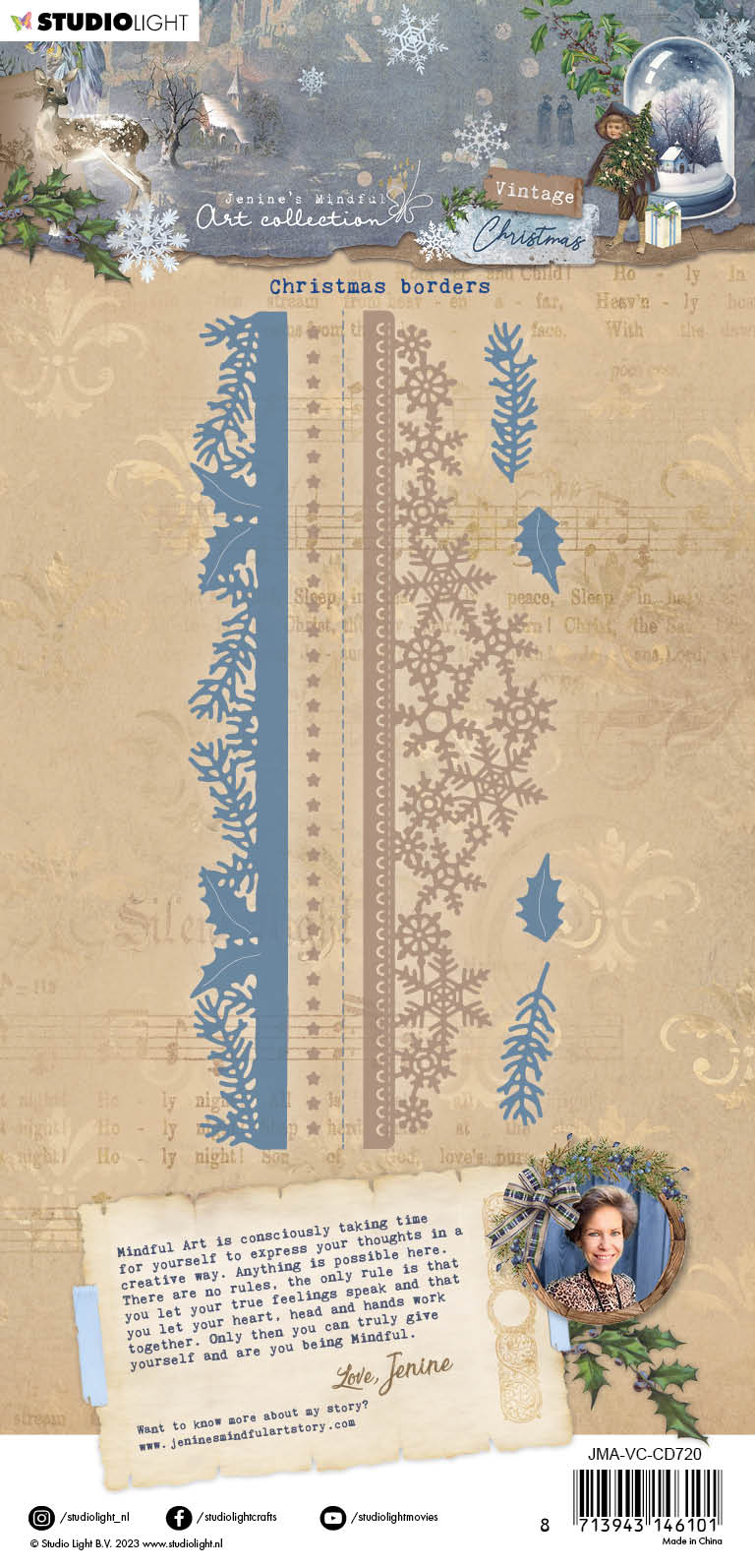 Studio Light JMA Cutting Die Christmas Borders Vintage Christmas 95x210x1mm 8 PC nr.720