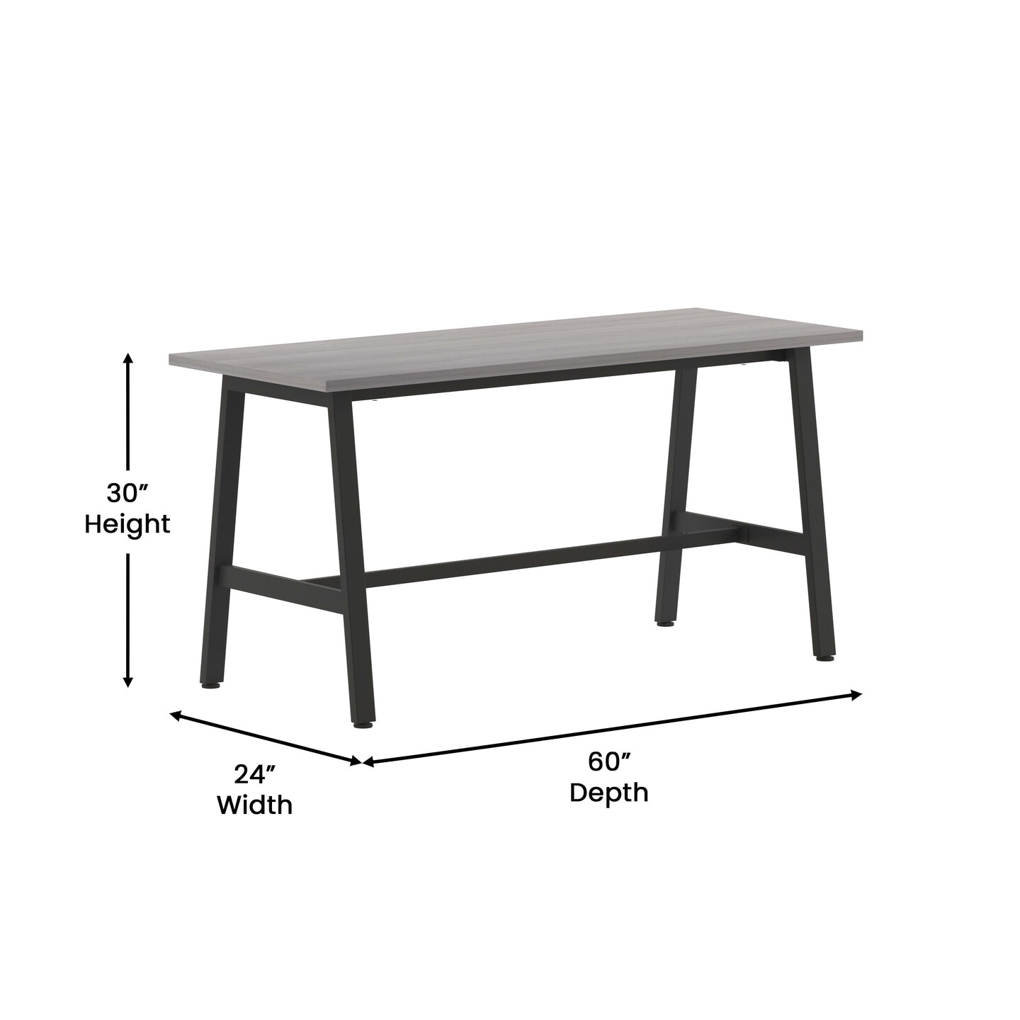 Emma and Oliver Remy 60x24 Dining or Gaming Table with Double Sided Laminate Table Top and Heavy Duty A-Frame Steel Base
