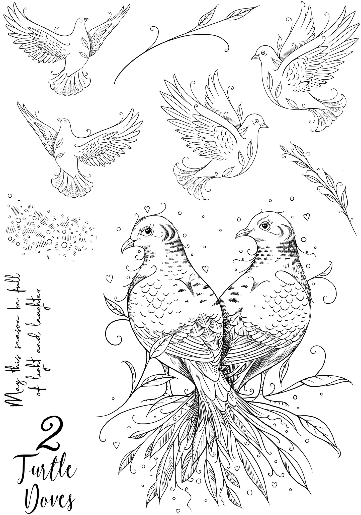 Pink Ink Designs  Two Turtle Doves 6 in x 8 in Clear Stamp Set