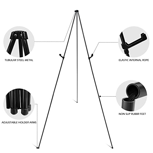 Easel Stand for Display, 63'' Instant Easel, Foldable Portable Ground Easel for Wedding Banner and Poster Display Stand, Tabletop Easel Display Metal Tripod with Portable
