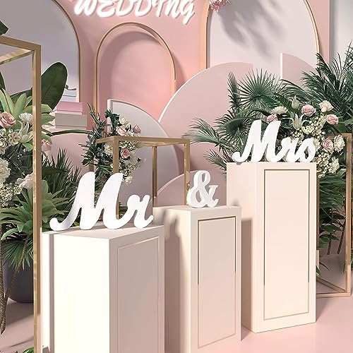 VIOPVERY Wedding Decorations Set,Large Mr and Mrs Sign &#x26; Just Married Banner,Mr &#x26; Mrs Signs for Wedding Table,Wooden Letters Sweetheart Table,Photo Props Wedding Decorations for Anniversary,White