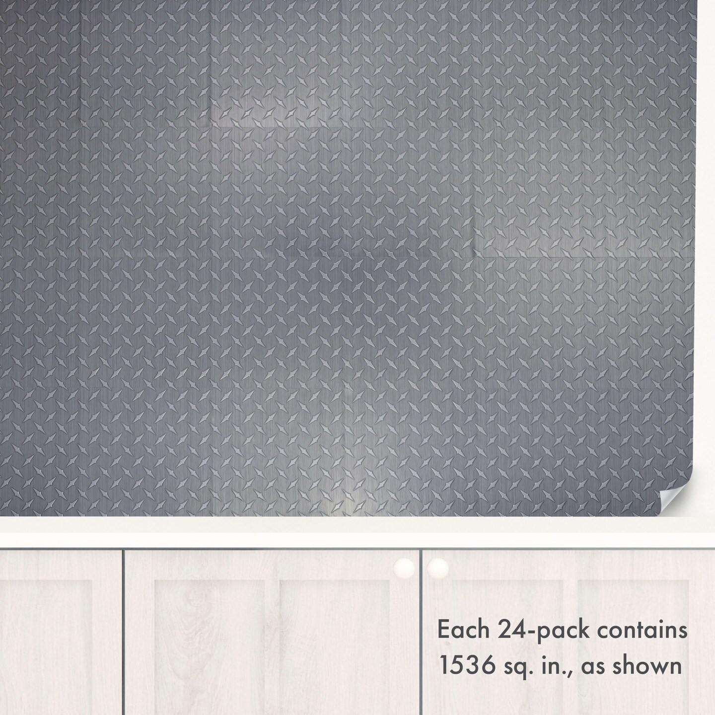 8 in x 8 in Diamond Plate Metallic Foil Peel and Stick Paper Tile Backsplash (24-Pack)