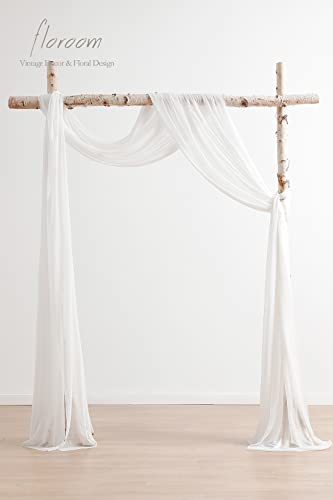 Floroom Wedding Arch Draping Fabric 2 Panels 20Ft White Chiffon Fabric Drapes Arbor Drapery Wedding Ceremony Reception Swag Decorations