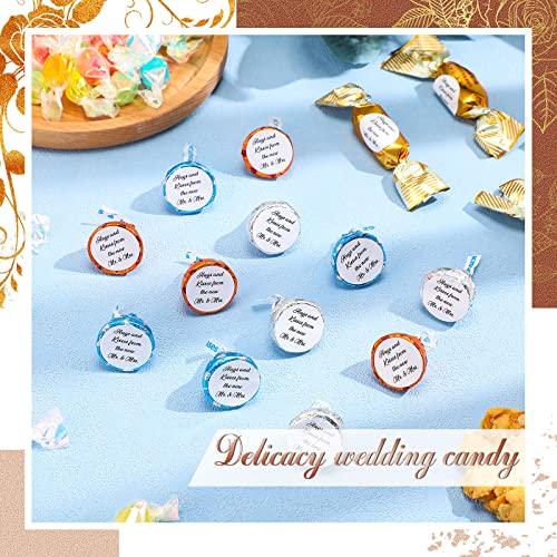 Laumoi 1000 Pcs Hugs and Kisses from The New Mr and Mrs Wedding Stickers, Chocolate Drops Labels Stickers Candy Stickers 0.75 Inch for Weddings Engagement Party Favors Decorations (White,Basic)