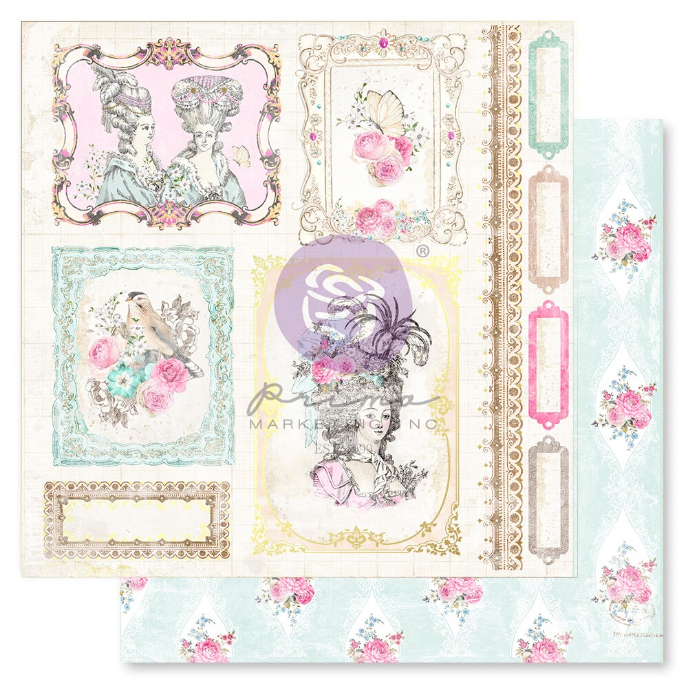 Avec Amour Collection 12x12 Sheet - We Gather Here - 1 sheet 12"x12" w/ foil details / paper Scrapbook Supplies Material For Craft Notebooksdecoupage Album Journals Planners Art Journaling Bullet (10 SHEETS)