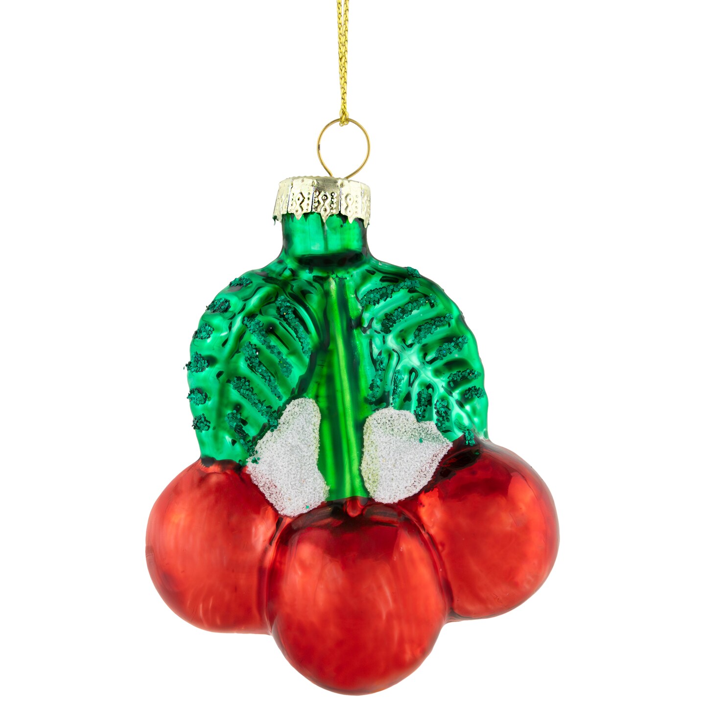 Northlight 3&#x22; Shiny Glittered Red Cherries Glass Christmas Hanging Ornament