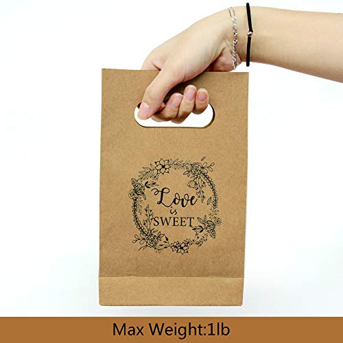 Brown Craft Paper Bag with handled Craft Treat Bags 8.5 * 5.5 * 2.5 Inch for Wedding Party Business (50pcs