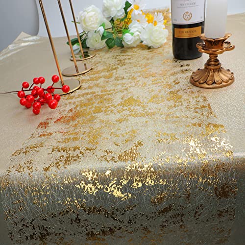 Snowkingdom 2 Pieces Gold Table Runner, Sequin Glitter Foil Metallic Gold Thin Mesh Table Runner Roll 11&#x22;x108&#x22;, Gold Table Decorations for Event Party, Wedding, Birthday Party , Christmas