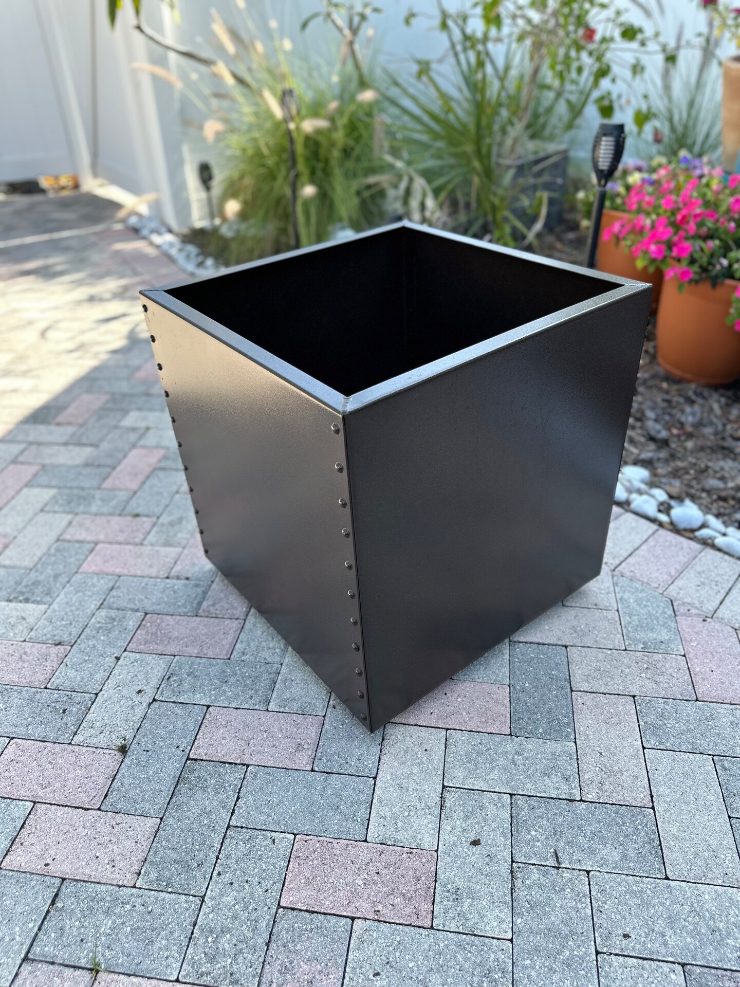 Siesta Village Square Metal Planter Box, 22”, All Aluminum, Non-Rusting,  Rivet Detailing, Modern, Industrial Style, Multiple Color Options |  MakerPlace by Michaels, image size:810x1080