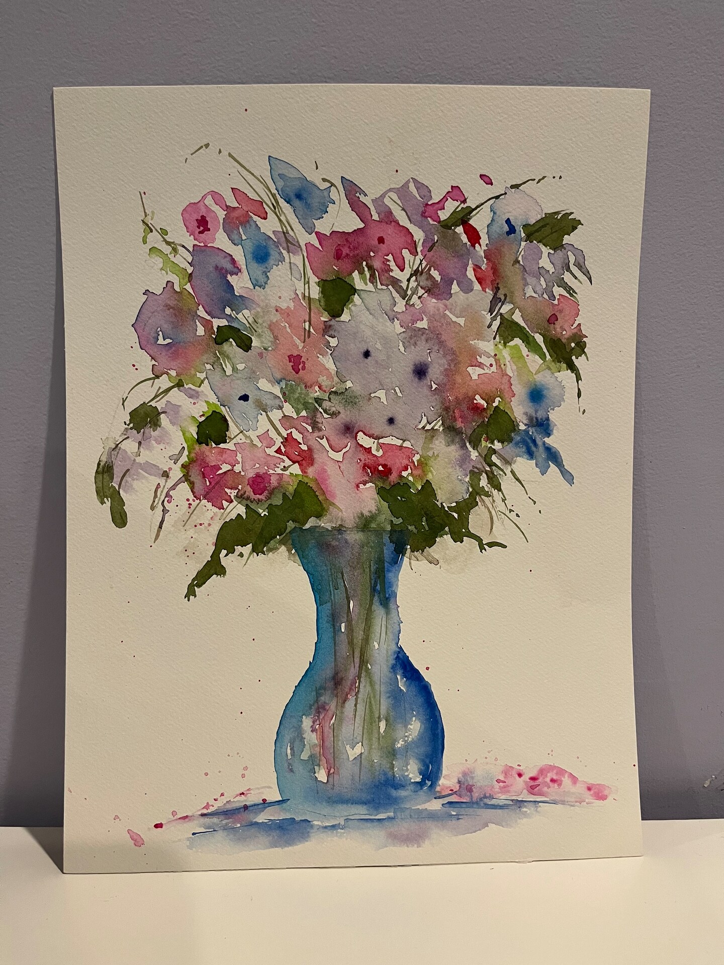 Wild Flowers In a Vase! Original Art Loose Floral Watercolor Painting, Home  Decor, Watercolor Roses in Shades of Pink and Purple | MakerPlace by