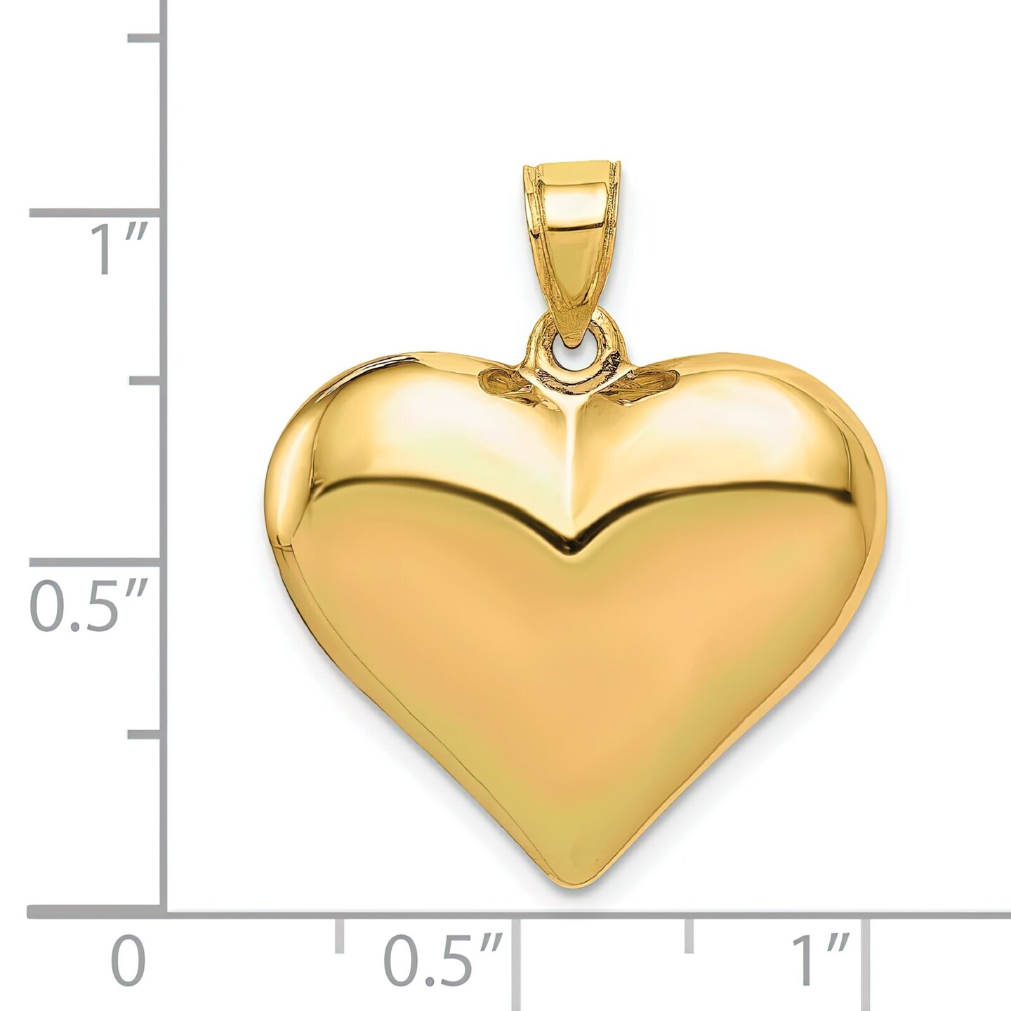 14K Gold Puffed Heart Charm Love Jewelry Pendant 25mm x 22mm