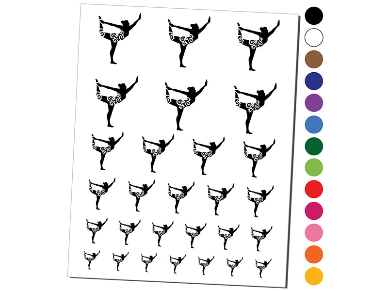 Yoga Pose Natarajasana Dancers Pose Temporary Tattoo Water Resistant Fake Body Art Set Collection