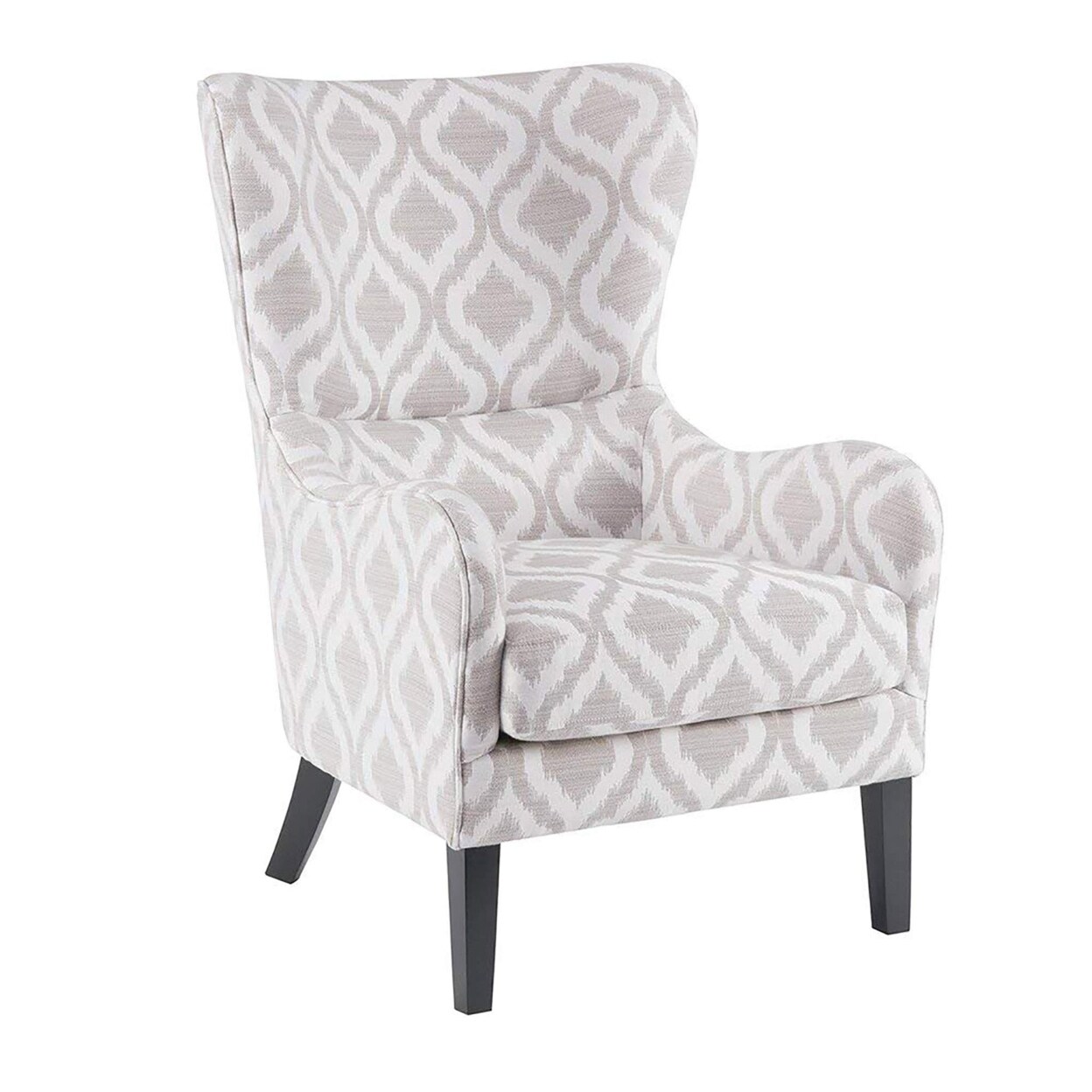 Madison Park Arianna Swoop Wing Chair with Lumbar Support, See below, Grey/White