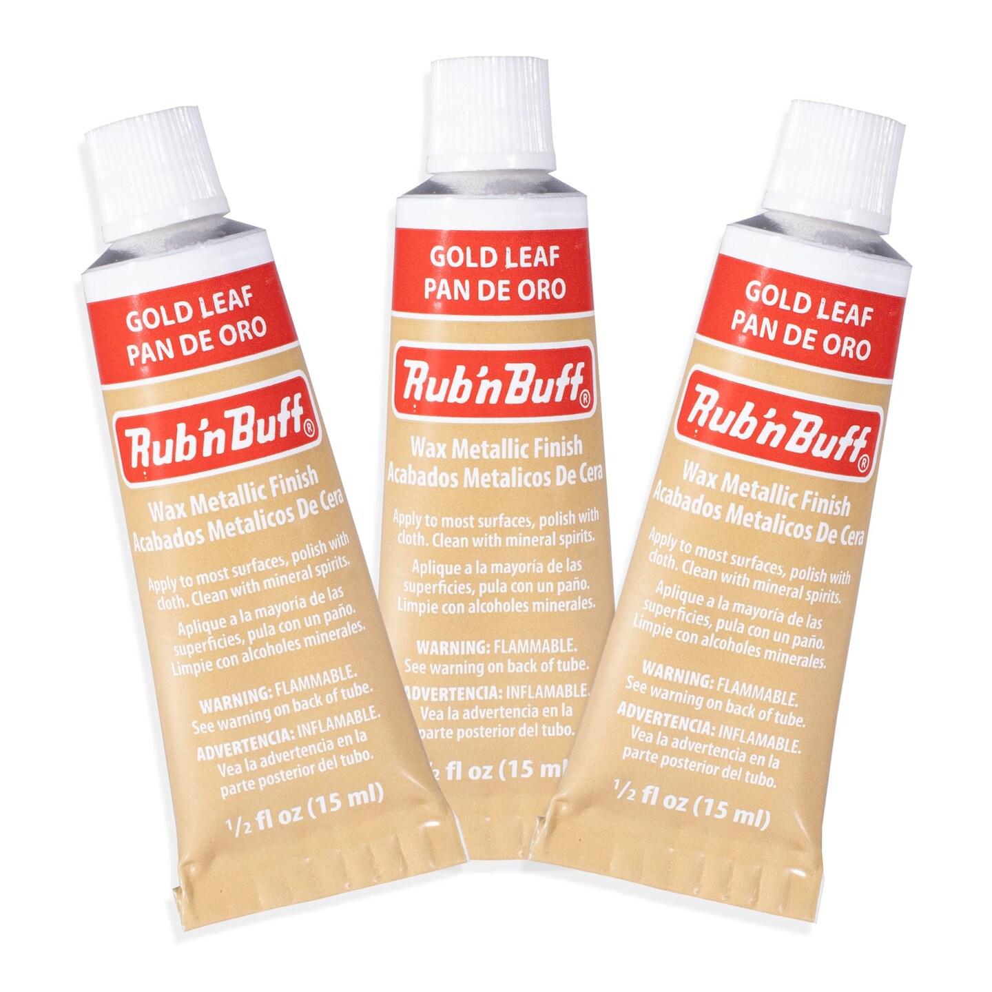 AMACO Rub n Buff Wax Metallic Finish - 3 Rub n Buff Gold Leaf 15ml Tubes - Versatile Gilding Wax for Finishing Furniture Antiquing and Restoration - Rub and Buff Colors Set of Three