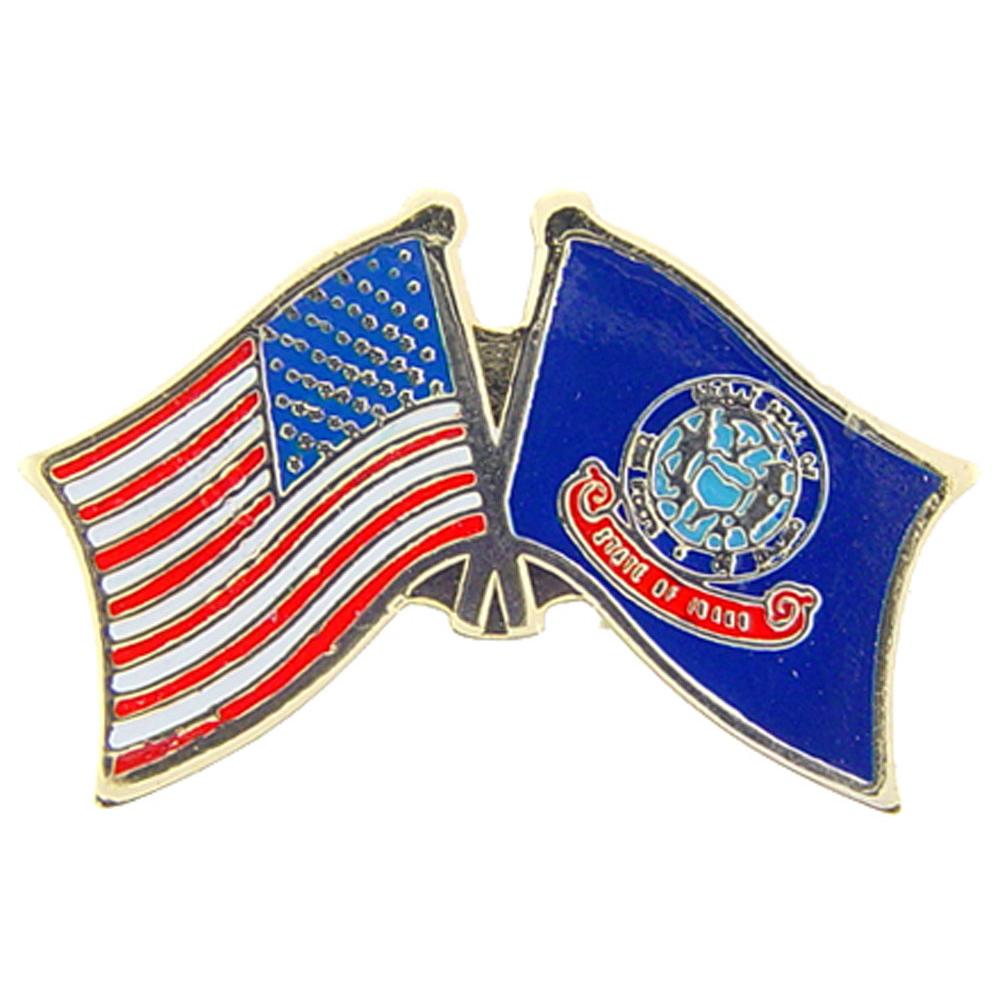 American &#x26; Idaho Flags Pin 1&#x22;