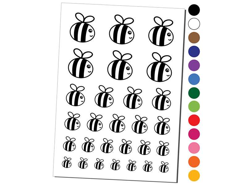 Monochrome Bees Kids Temporary Tattoo Sheet