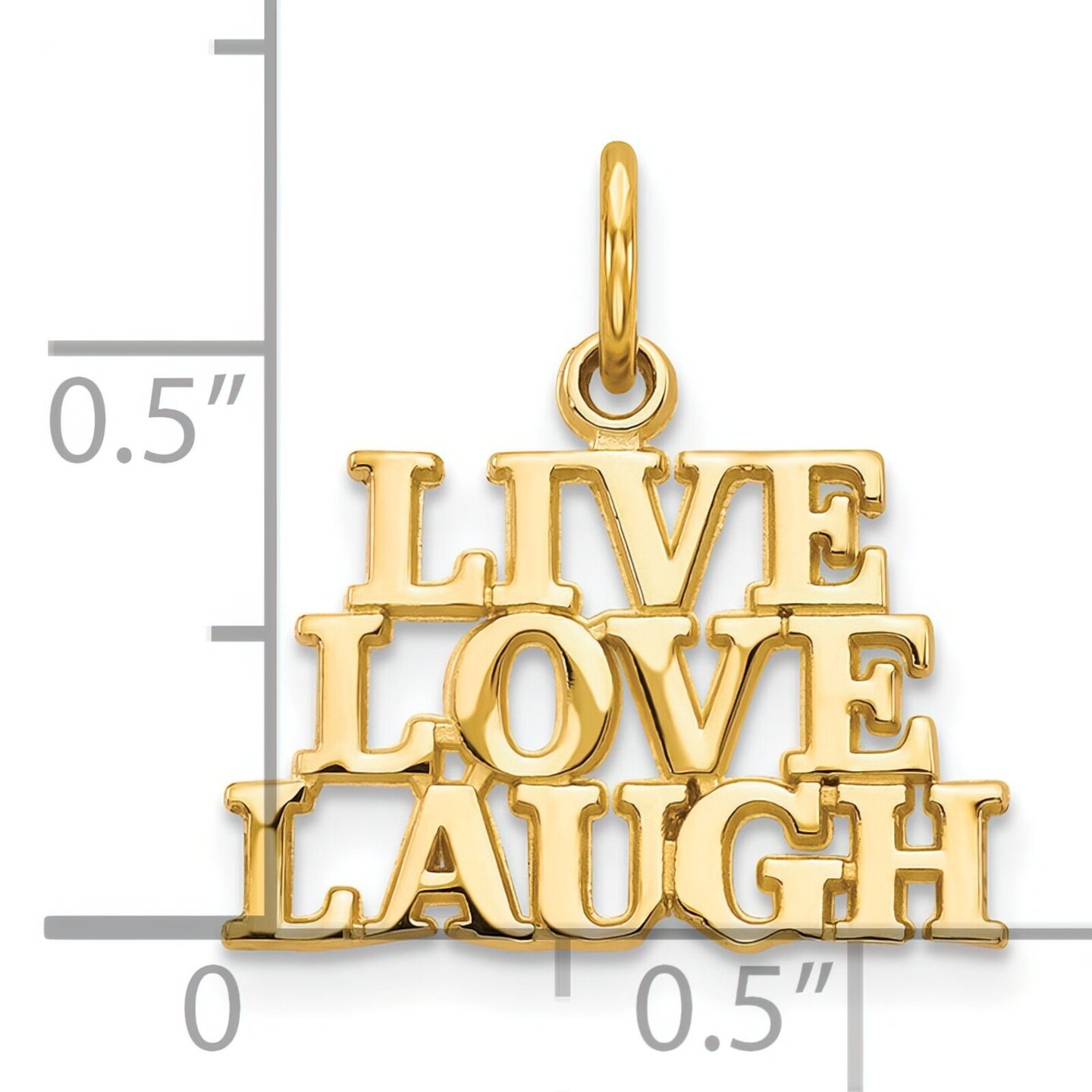 10K Yellow Gold Live Love Laugh Charm Polished Jewelry 20mm x 16mm