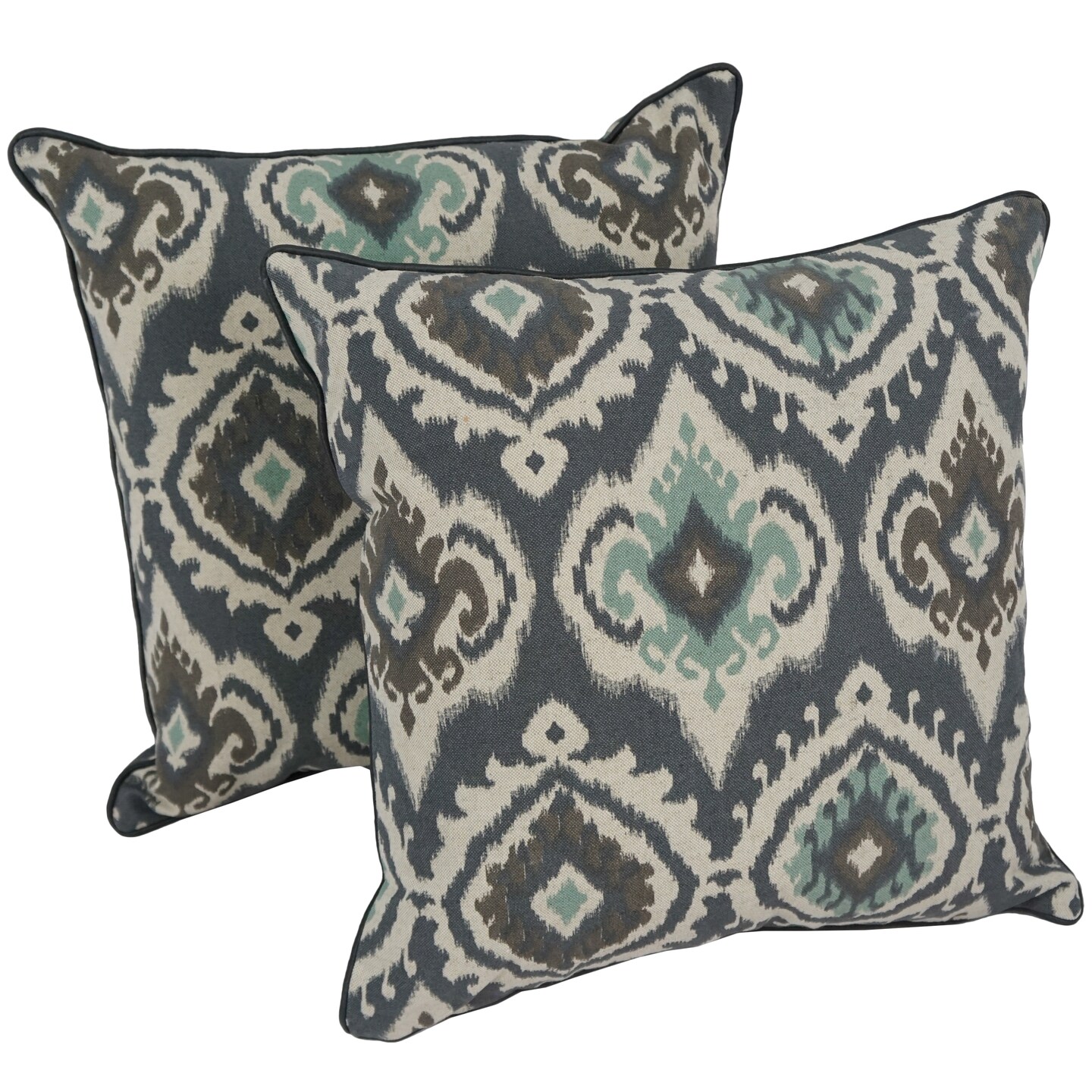 Blazing Needles 18-inch Corded Throw Pillows with Inserts (Set of 2) - Navy Ogee