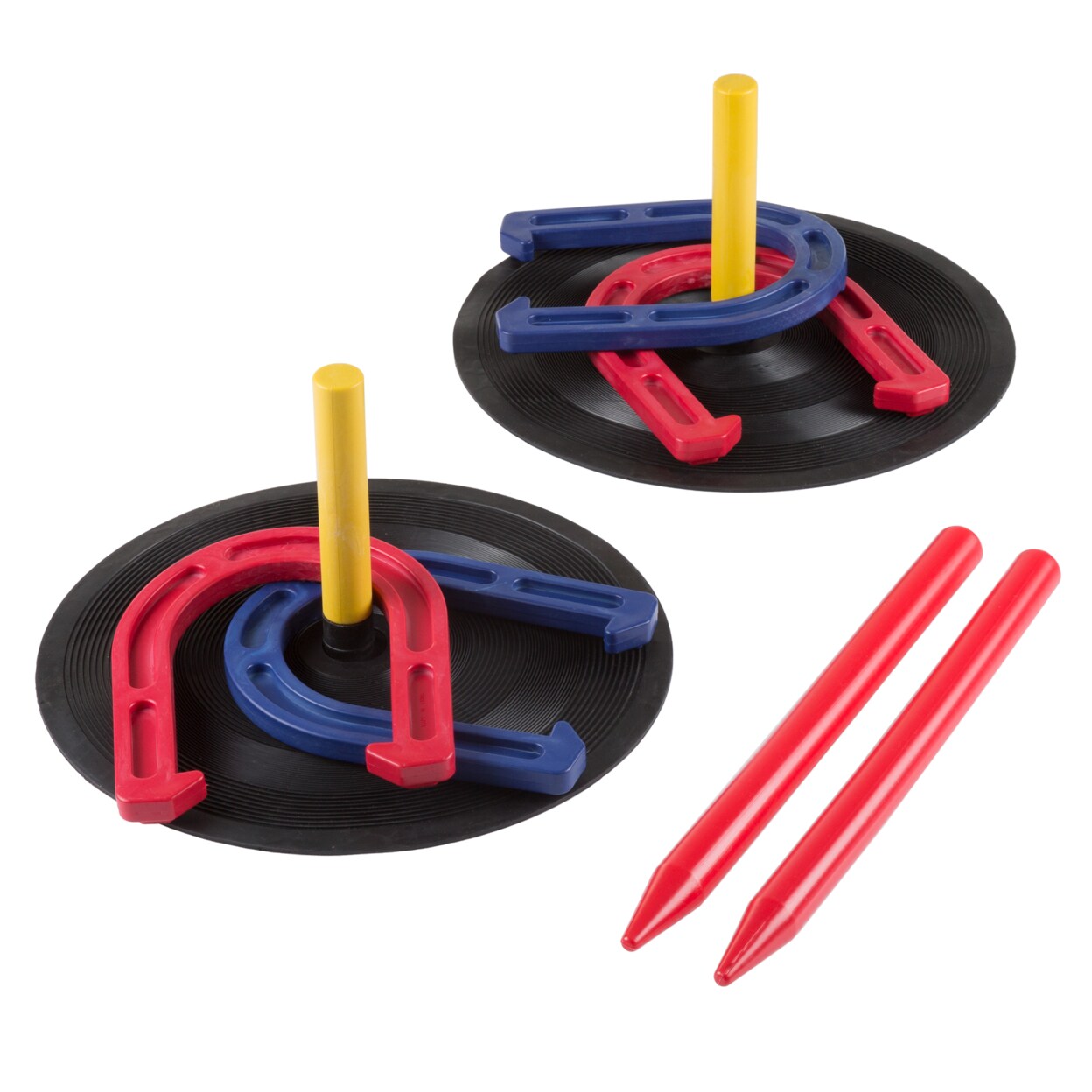 Hey! Play! Rubber Plastic Horseshoe Set For Kids Indoor Outdoor Safe Fun