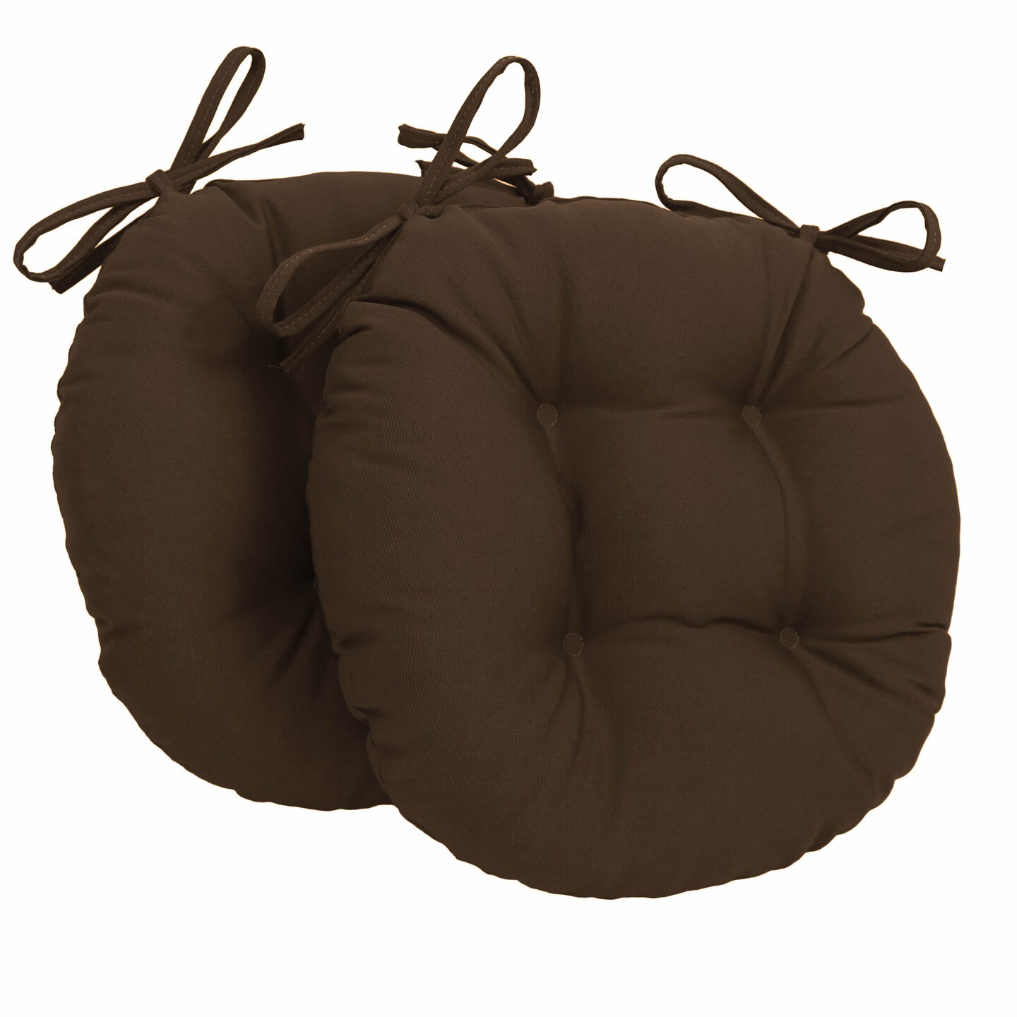 16-inch Solid Twill Round Tufted Chair Cushions (Set of 2) - Chocolate
