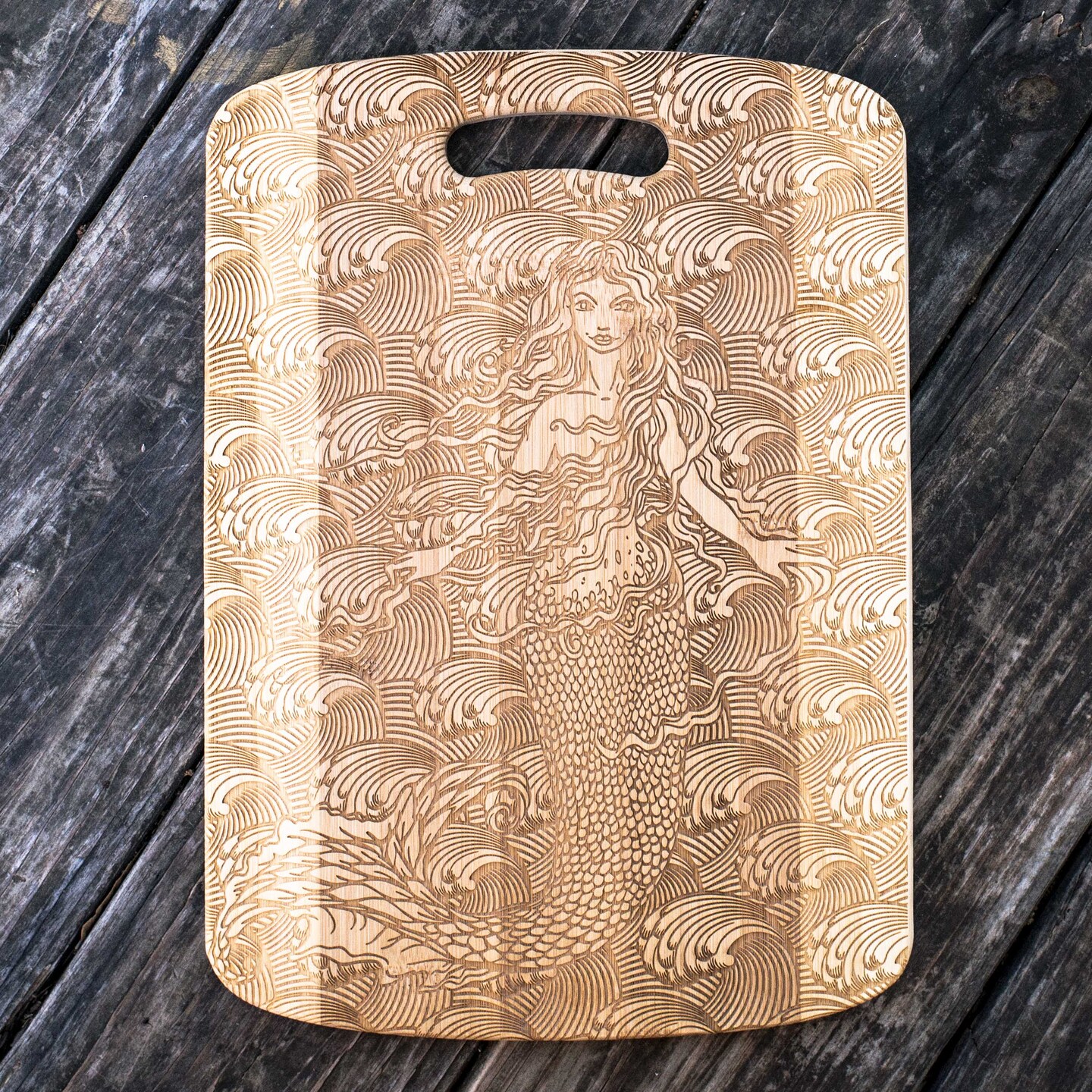 Mermaid Cutting Board 14&#x27;&#x27;x9.5&#x27;&#x27;x.5&#x27;&#x27; Bamboo