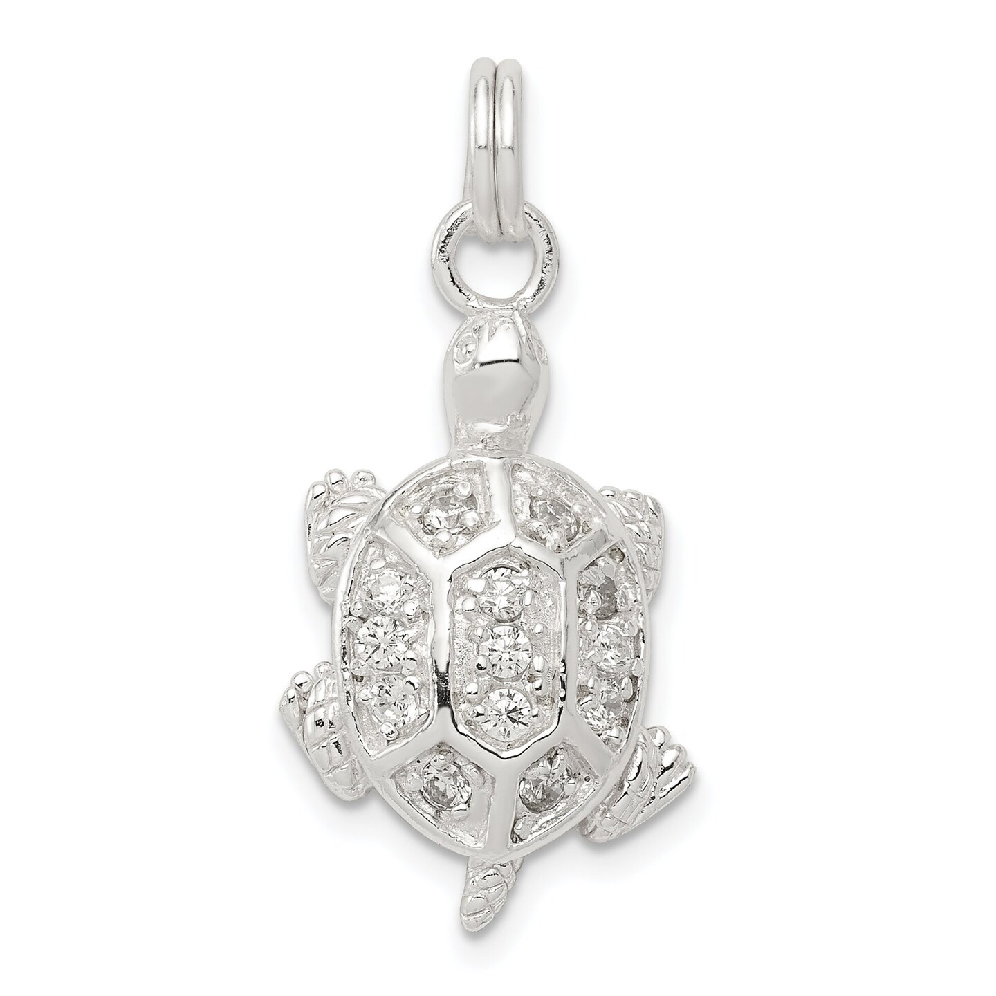 Sterling Silver Turtle Charm Pendant Reptile Jewelry 23mm x 14mm