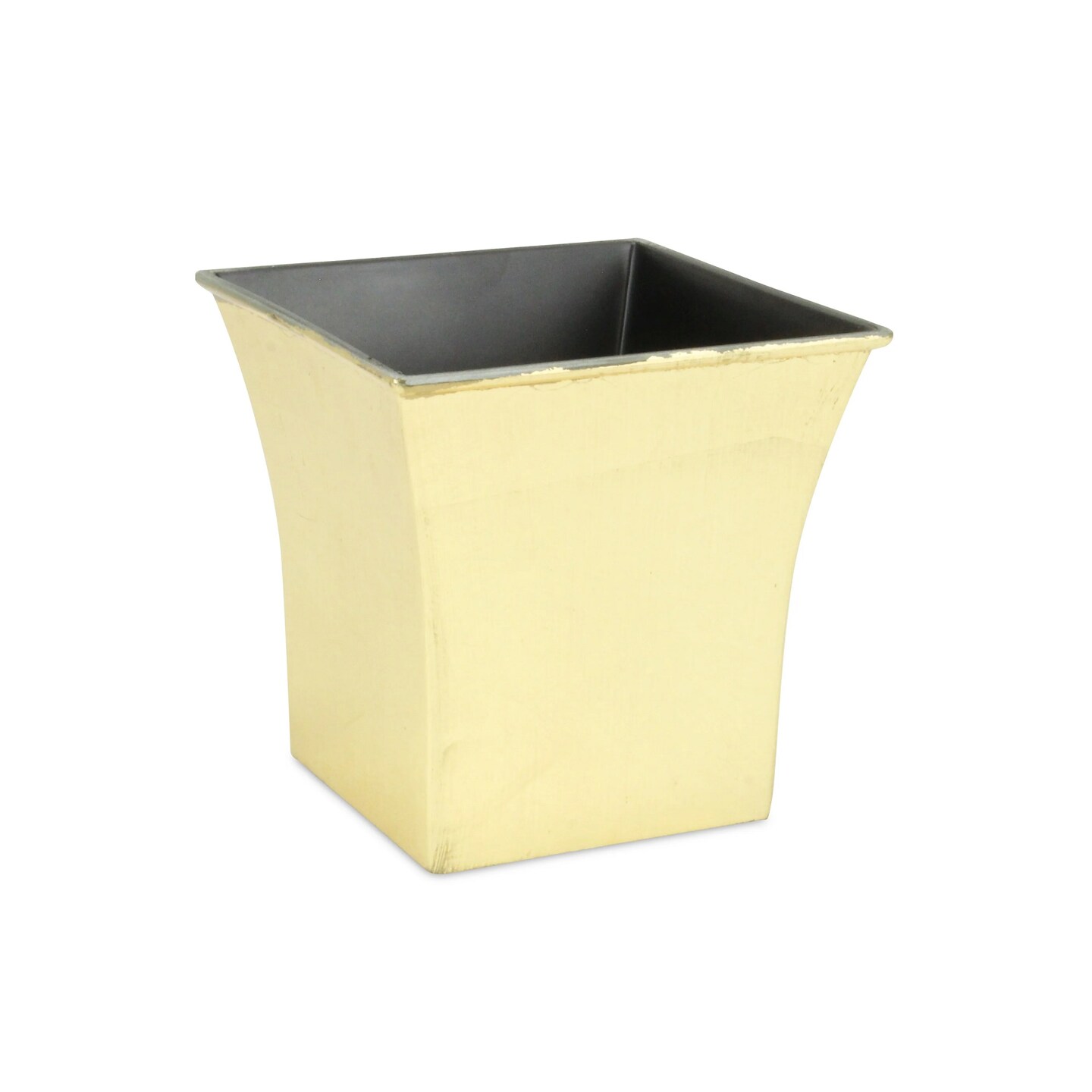 Contemporary Home Living 7.25&#x22; Gold and Black Tapered Square Planter